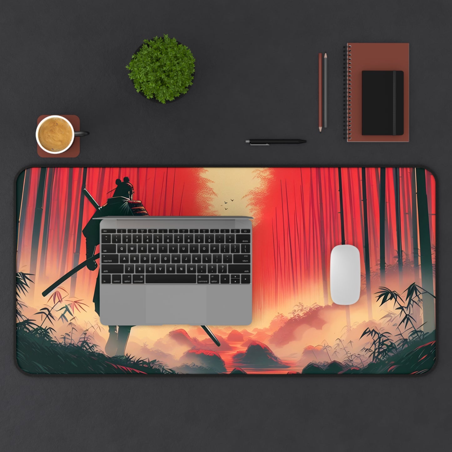 Samurai's Twilight Stand | Desk Mat