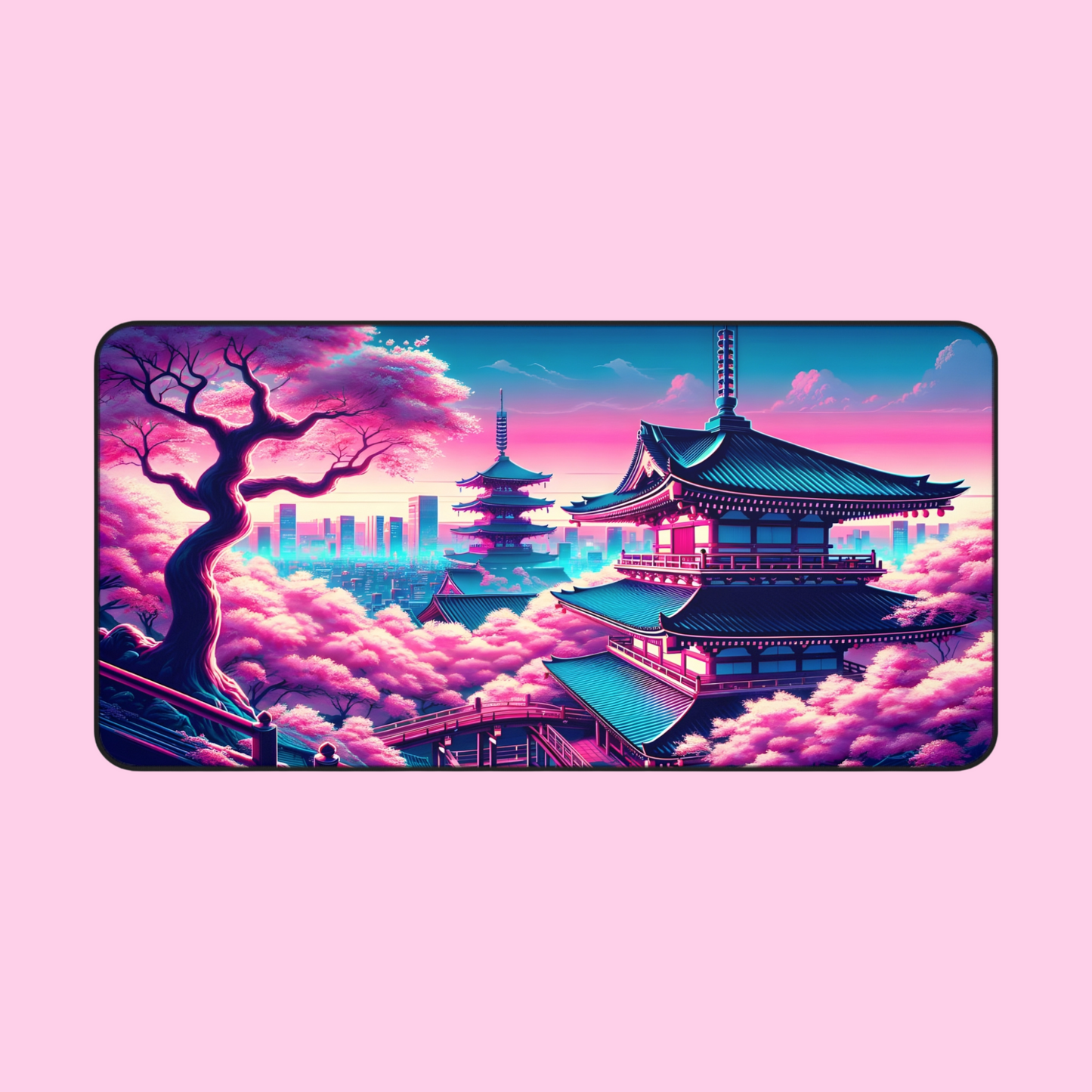 Neo-Tokyo Sakura Temple | Desk Mat