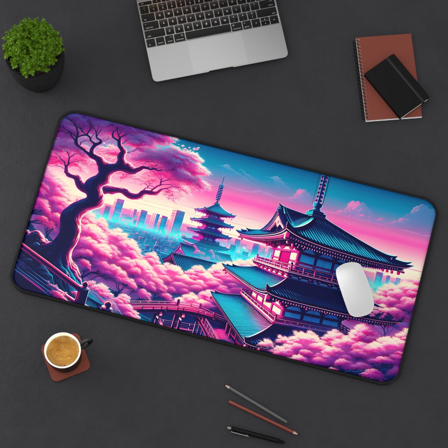 Neo-Tokyo Sakura Temple | Desk Mat