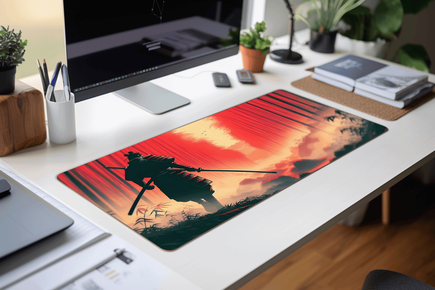 Samurai's Twilight Stand | XL Desk Mat