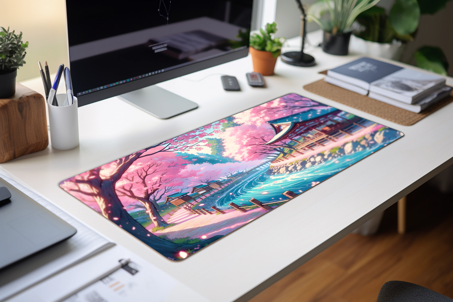 Serenity Sakura Temple | XL Desk Mat